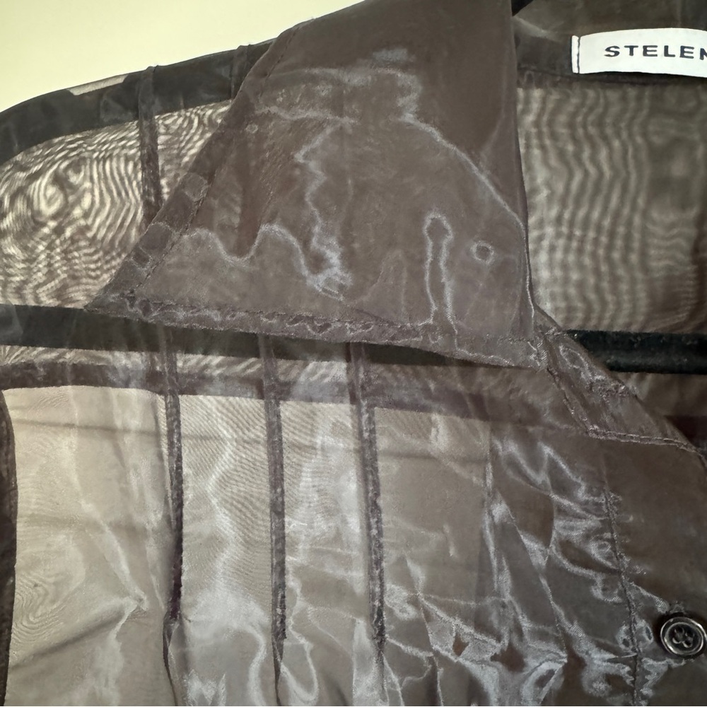 Black Sheer Button Down Blouse - image 4